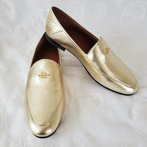 Coach Sz 8 Hallie Gold Metallic Leather Loafers